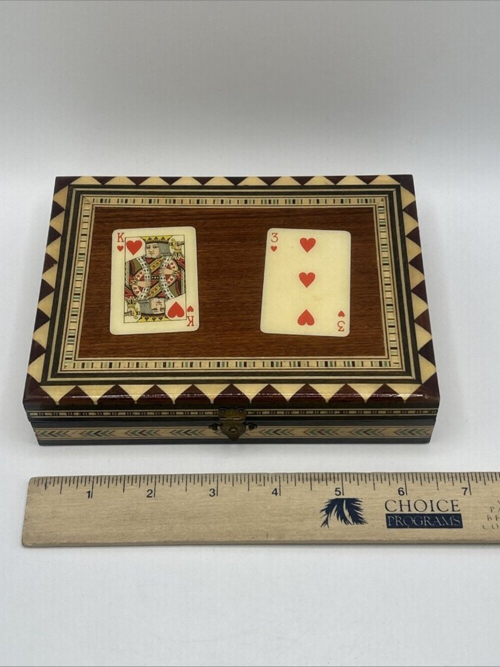 Miguel Laguna Playing Card Box Lacquered Mosaic Wood Inlay Handmade In Spain - Picture 11 of 16